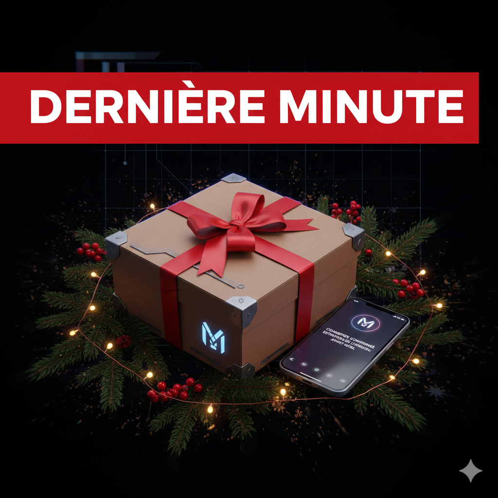 Image d'idées cadeaux de Noël de dernière minute : Mystery Box Vêtements et Sneakers enrobées d'éléments festifs.