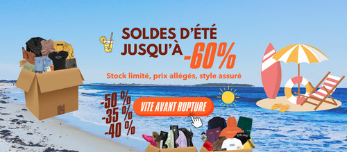 Mystery Box en soldes d’été avec jusqu’à -60% de réduction, visuel plage et vêtements surprise