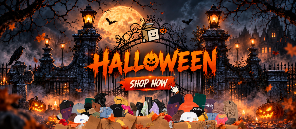 Halloween 2026 chez MysteryBoxShop ! Découvre nos mystery boxes, vêtements streetwear, sneakers et accessoires dans une ambiance terrifiante.