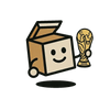 Mascotte Mystery Box tenant le trophée de la Coupe du Monde 2026 – mysterybox-shop.com