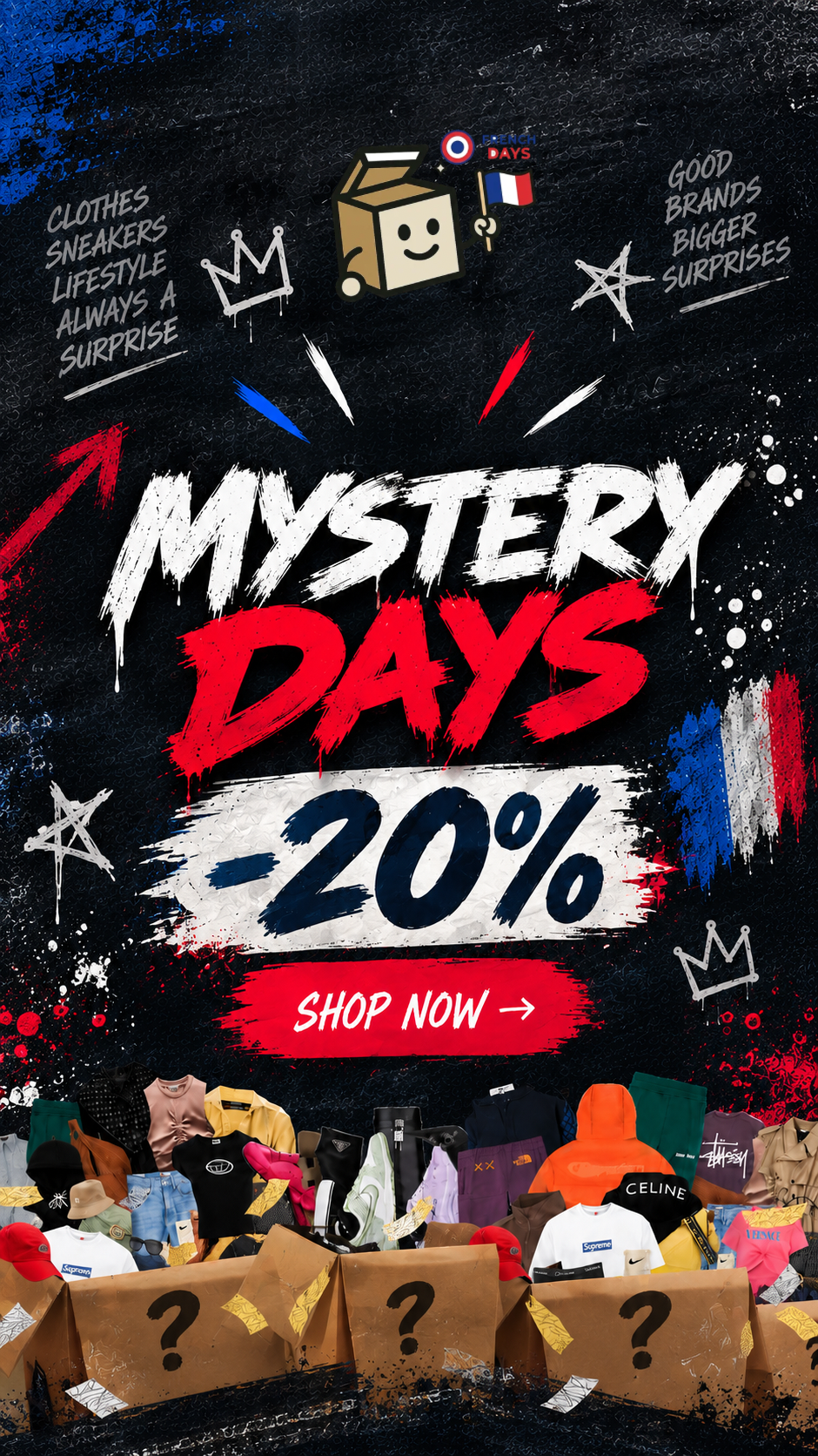 MysteryBoxShop Mystery Days -20% tijdens de French Days – kleding en sneakers